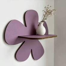 1pc Purple Flower-Shaped Wall Hanging Shelf, Entryway Key Holder, Bathroom Storage Vanity Display Rack, Suitable For Aromatherapy, Cosmetics, Plants And Succulents, Bay Window Decor, Home Decor, Living Room - Purple - View 4