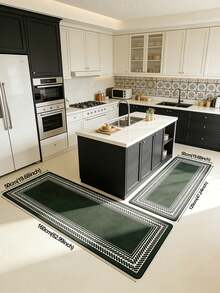 Keset Lantai Dapur Warna Polos, Karpet Penyerap Minyak, Keset Anti Selip, Cocok Untuk Dapur, Kamar Mandi, Ruang Cuci, Lorong, Desain Minimalis Dengan Alas Silikon dan Karet - Hitam - View 7