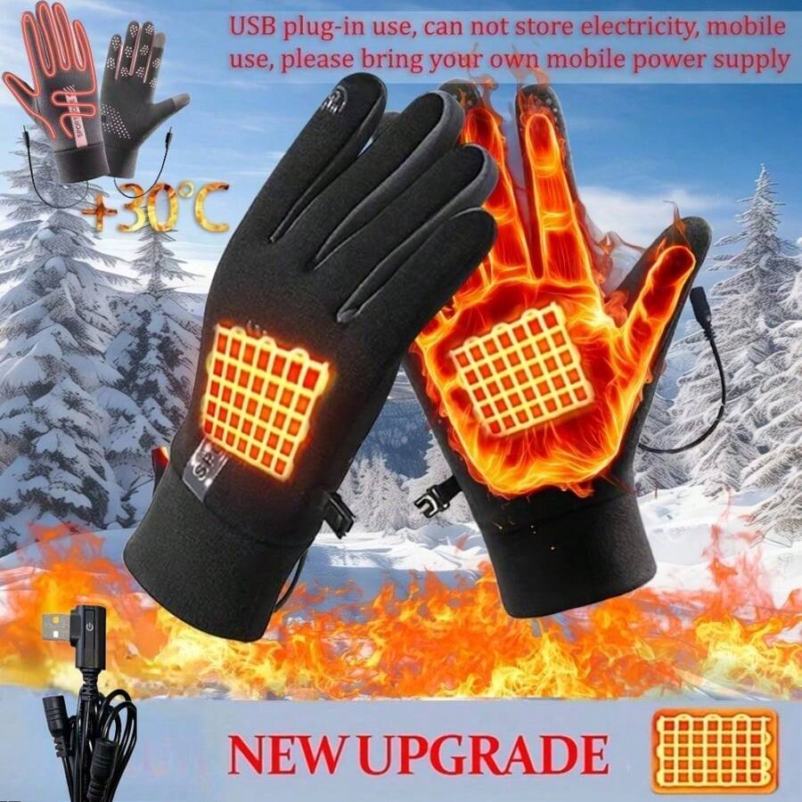 RAF USB Electric Heated Gloves With 3 Temperature Control Levels, Touchscreen Compatible, Elastic Cuff Fit, Hand Washable, Fashion Design - Suitable For Winter Outdoor Activities, Winter Gloves, Warm Gloves