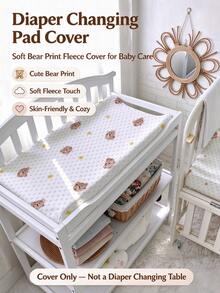 1pc Baby Diaper Changing Pad, Ultra Soft 3D Bean Material, Cute Animal Print, Washable And Durable, Suitable For Newborns, Cribs, Strollers And Travel Use - Printed Diaper Changing Table Cover - View 2