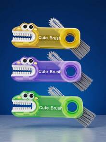 3PCS/2PCS/2026 New Multifunctional 3-In-1 Cup Lid Brush, 1-Second Disassembly, Spiral Dense Bristles, Deep Cleaning Tea Stains And Milk Residue, Comes With Dust-Proof Storage Case, Portable For Travel, Cartoon Crocodile Design, Beautiful And Practical, Mini Compact Space-Saving, Fully Detachable Design For Quick Rinsing And Drying, No Mold, Multi-Purpose Cleaning Tool For Baby Bottles/Straw Cups/Insulated Cups, Gap Cleaning Brush In Purple/Green/Yellow - A - View 6