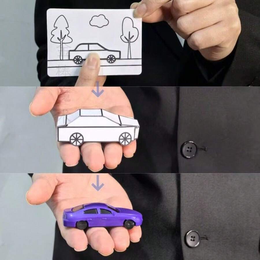 1pc Car Magic Prop, Drawing To Mini Car Magic Trick, Close-Up Magic Performance Toy, Creative Party Magic Accessory, Novel Birthday Gift, Christmas Gift