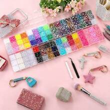 1pc 24-Color Rhinestone Set, 3mm Flat Back Resin Rhinestones, Shiny Rhinestone Decor Set, Suitable For Nail Art, Handicrafts, Clothing, Fabric And Various DIY Decorations - Multicolor - View 1
