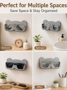 Wall-Mounted Eyeglass Storage Rack, Self-Adhesive Eyeglass Storage Holder, No-Drill Fashion Eyeglass Storage Box, Space-Saving Eyeglass Rack, Suitable For Bedroom, Bathroom, Office, Home Entryway Storage Box, Suitable For Bedside, Bathroom, Living Room And Bathroom Storage - Multicolor - View 4