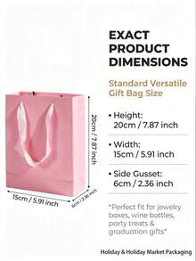 5pcs/1pc Blank Paper Gift Bags With Velvet Rope Handles, Reusable Matte Paper Shopping Tote Bags, Suitable For Wedding, Birthday Party, Boutique Retail Packaging, Black, White, Pink - Multicolor - View 10