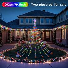 USB Christmas Tree Star Waterfall Lights, Popular Holiday Decoration Lights With Star-Shaped Pendant, Hanging Light Strings Create Beautiful Waterfall Lighting Effect. Available In 3 Specifications, 2M 196LEDs Version With 9 Light Strips, Multi-Layered Hanging Design. USB Powered, Plug And Play, Compatible With Power Bank, Adapter, Computer USB Port - USB Christmas Tree Star Waterfall Lights - View 13
