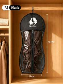 1pc Minimalist Non-Woven Fabric Wig Storage Bag With Transparent Window And Zipper Closure, Hanging Design, Dust-Proof Protection Storage Bag For Bedroom Closet, Salon Use, Suitable For All Seasons - Multicolor - View 16