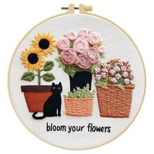 15*15cm/5.9*5.9in 20*20cm/7.9*7.9in,Happy Cats Embroidery Kit, DIY Handmade Embroidery Set For Adult Beginners, Home Gift, Women's Sewing Gift, Including User Manual, Printed Pattern Fabric, Embroidery Frame, Needle And Thread. - Happy Cats - View 18