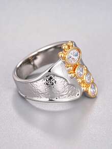 1pc Exquisite Cubic Zirconia Ring, Women's Wedding Engagement Party Jewelry, Valentine's Day Gift - 1# - View 5