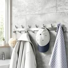 316 Stainless Steel Metal Wall-Mounted Coat Rack - Multi-Functional Bath Towel, Coat And Bag Hooks And Bathroom Towel Rack, Sturdy High-Weight Bearing Hooks, Suitable For Entryway, Bathroom, Kitchen And Other Practical Storage Racks, Applicable To Entryway, Bedroom, Bathroom, Kitchen, Used For Hanging Towels, Coats, Hats And Bags Storage And Organization Rack - Multicolor - View 3