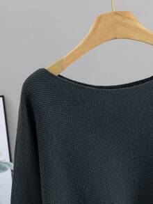 BYGOUBY Autumn/Winter Fashion Women's Cold Shoulder Batwing Sleeve Button Detail Knit Sweater, Casual Soft Comfortable Pullover Top - Grey - View 9