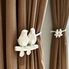 2pcs Bird Curtain Holdbacks, Vintage Resin And Metal Wall Mounted Curtain Tiebacks For Home Hotel And Villa Decor, With Screws - 1PC - View 10