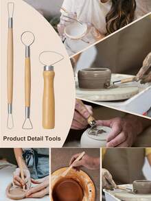46/40/36/25 PCS Pottery Tool Set, Wooden Pottery Carving Tools, Suitable For Pottery Trimming, Pottery Decoration, Carving And Shaping, Etc. It Is Suitable For Use By Pottery Artists And Beginners. Pottery-Making Tools - Sets - View 4