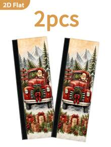 1/2Pcs Christmas Fridge Handle Covers, Santa Claus, Red Truck, Gift Box, "Merry Christmas" Pattern, With Hook And Loop, Suitable For Refrigerator, Oven, Microwave, Dishwasher, Christmas Holiday Kitchen Decor - View 9