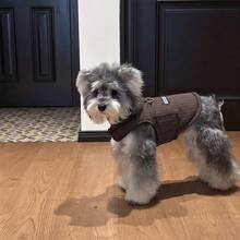Dog Clothes Autumn/Winter Thermal Lined Thick Warm Vest Outdoor Schnauzer Small/Medium Dog Clothes - Khaki - View 3