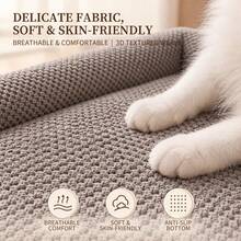 1pc Plush Pet Bed Mat, Sofa Bed, Non-Slip, Washable Sofa Protector Pad With Cushion, Pet Furniture Cover, Suitable For Dogs And Cats - Camel - View 5