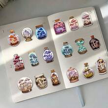 50pcs Mushroom In Bottle Stickers, Waterproof PVC Vintage Fantasy Fungi Decorative Decals For Planner, Water Bottle, Notebook - Multicolor - View 4