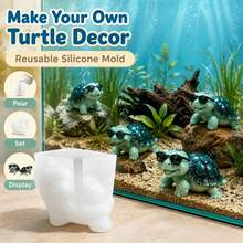 Cubulo Khuôn đúc rùa bằng silicone resin tái sử dụng, khuôn đúc thủ công DIY làm đồ trang trí, bộ làm đồ trang trí bàn mặt bàn cho Giáng sinh, Halloween, ngày lễ, phong cách bể cá cho tượng trang trí - Khuôn làm rùa ngầu - Xem 3
