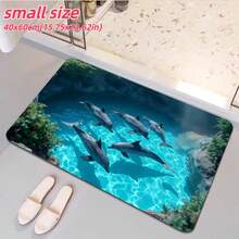 1PC Underwater Dolphin Landscape Mat 3D Visual Design Diatom Mud Quick-Dry Foot Mat Bathroom Entrance Ocean Style Carpet, Printed Semi-Circular Sun Pattern Doormat, Fun Carpet Machine Washable, Indoor/Outdoor Universal, Holiday Gift Home Decor Carpet - Multicolor - View 12