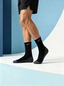 1/5/10/20 Pairs Black Style Men's Outdoor Casual Socks, Gray Line Pattern Daily Casual Socks - Multicolor - View 5