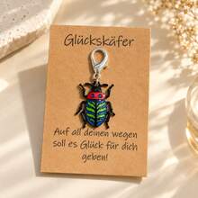 1pc/3pcs Unisex Alloy Oil-Drip Beetle Ladybug Insect Pendant With Blessing Card, Creative Personalized Bag Charm Gift For Friends - Multicolor - View 5