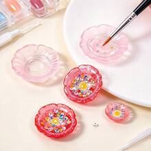 3pcs/1set Mini Flower-Shaped Nail Brush Cleaning Tray, Creative Petal Nail Brush Cleaning Cup, Multi-Functional Nail Art Rhinestone & Pearl Storage Box, Nail Brush Cleaning Box - Multicolor - View 2
