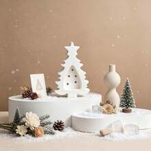 1pc Christmas Tree Candle Holder Silicone Mold, Star Hollow Tea Light Candlestick Resin Plaster Mold For Xmas Home Decor DIY Aromatherapy Craft - Multiple Styles - View 2