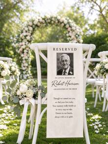 Custom Memorial Wedding Chair Back Banner, Personalized Reserved Seat Sign, Memorial Photo Tapestry, Bridal Gift For Grandfather - Multicolor - View 2