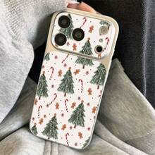 1pc TPU Material Healing Christmas Tree Gingerbread Man Pattern Phone Case Compatible With IPhone 17 Pro Max/17/16 Pro Max/15/14/13/12/11 Full Coverage Shockproof Soft Shell Protective Cover - Silver - View 5