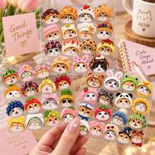 1pc Cute Cat Big Head Curly Embossed Transfer Sticker Expression Packaging Decorative Sticker - one-size - View 1