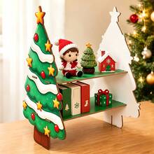 1pc Green Artificial Christmas Tree Storage Rack, With Independent Desktop Centerpiece Display Stand - Multi-Layer Design, Suitable For Gifts, Books, Decorations, Space-Saving Storage Rack, Suitable For Office, Party - Modern Minimalist Holiday Table Decor - Multicolor - View 4