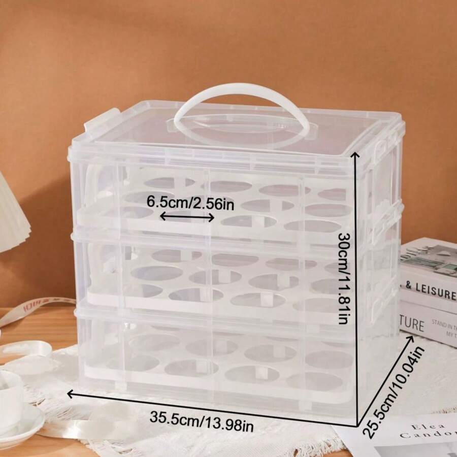 3Tier Stackable Cupcake Carrier Box Muffin Cake Holder Plastic Clear Container W - UK-L389701 - View 1