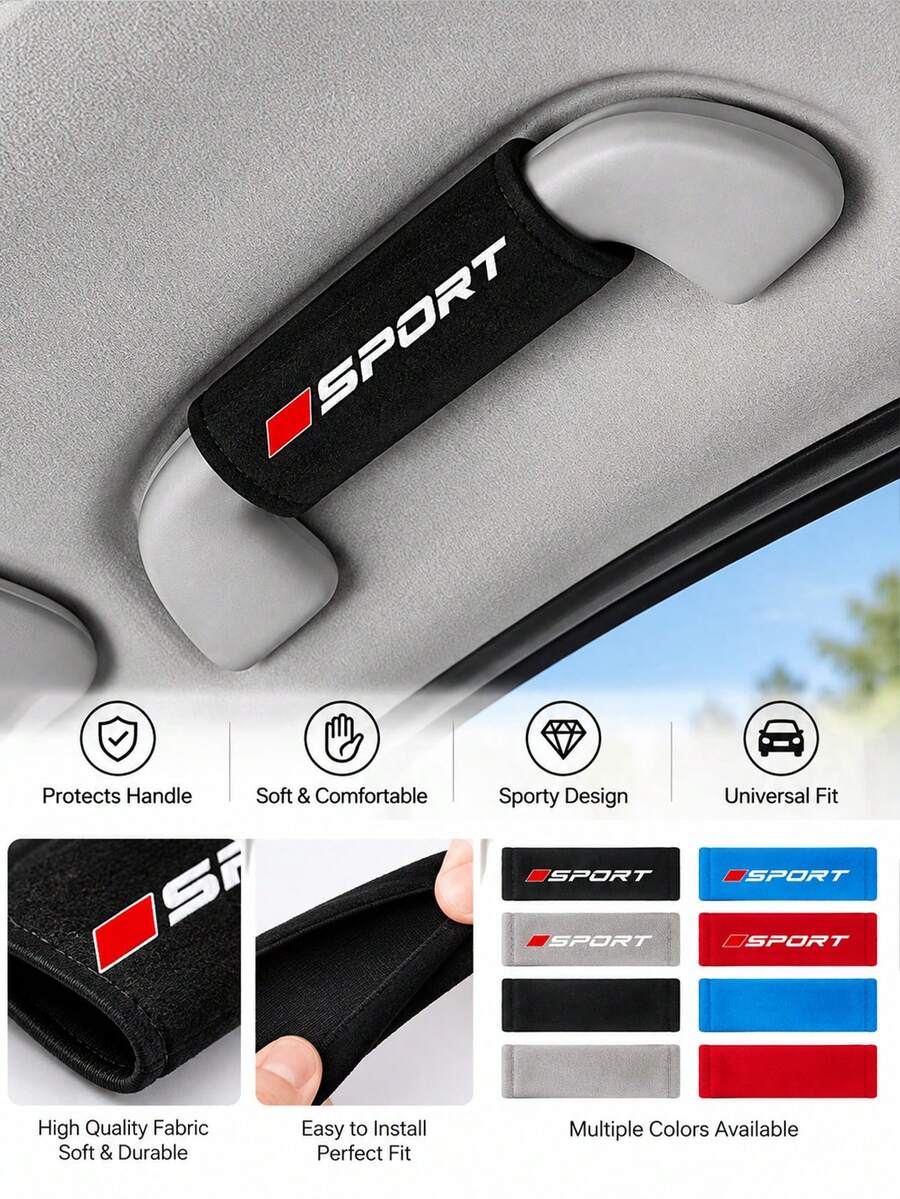 2/4PCS Sarung Pegangan Atap Mobil, Sarung Pegangan Interior Anti Selip Universal, Penutup Pelindung Lembut untuk Pegangan Langit-langit Mobil, Aksesoris Interior Mobil