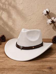 Unisex Western Cowboy Hat, Classic Rolled Brim Fedora, With Buckle Belt - Multicolor - View 4