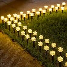 Solar Ice Cube Ground Stake Lights, Warm White & Multicolor Modes, Embossed Crystal LED Path Lamp, Waterproof Auto On/Off, Garden Lawn Sand Decor For Backyard Party & Holiday Lighting - Ice Cube Lamp - View 3