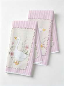 2pcs Kitchen Absorbent Towels, Made Of Polyester Material, Fun Duck Pattern Print, Suitable For Kitchen, Bathroom, Ideal Choice For Housewives And Family Gatherings, High Cost-Performance Home Goods, Great Room Decor. - Multicolor - View 5