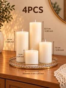 Nến trụ mặt phẳng màu trắng, đường kính 2 inch, chiều cao từ 2–8 inch, bộ đơn và nhiều món cho trang trí nhà cửa, bàn ăn, đám cưới và tiệc - Trắng - Xem 21