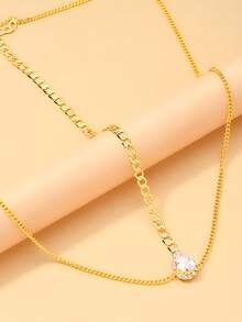 STONEFANS 1pc Autumn New Gothic Water Drop Hair Chain, European And American Fashion Street Style Rhinestone Headpiece For Women - Geometry - View 4