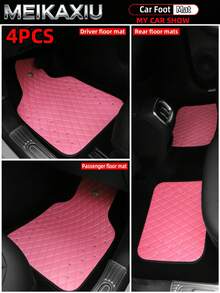 MEIKAXIU 1/2/4PCS Soft Leather Embroidered Crown Rhinestone Blingbling Car Floor Mats, Easy To Clean, Wear-Resistant, Dirt-Resistant, Universal Fit Car Floor Mat Protective Pad For Women - Soft Leather Rhinestone Crown Car Floor Mat - View 9