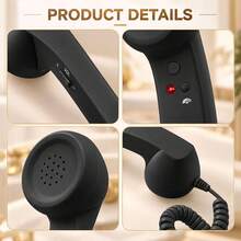 New Retro Phone Handset For Type-C , Wired Retro Phone Handset, Built-In Microphone, Volume Control, Coiled Cord, Type-C Classic Wired Plug In Handheld Cell Phone For Calls, Mobile Video Conferences, Meetings - View 7