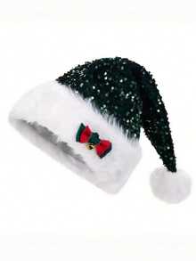 New Christmas Hat With Red Ribbon Doll Decoration Attachment, Large Thick Long Fur Christmas Hat, Holiday Atmosphere Decoration - Multicolor - View 14