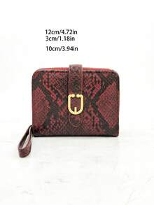 Vintage PU Multi-Function Snap Short Wallet With Zipper Coin Purse, Large Capacity Multi-Layer Accordion Card Holder, Simple Elegant Practical - Burgundy - View 6
