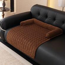 1pc Plush Pet Cat Dog Bed Mat, Sofa Bed, Non-Slip, Washable Sofa Protector Pad With Cushion, Pet Furniture Cover, Suitable For Dogs, Cats - Coffee Brown - View 11