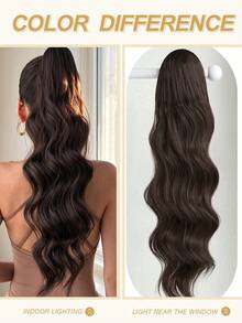 HEYPINK Claw-Shaped Ponytail Hair Extension, 24 Inch Long, Water Wave Brown, Heat-Resistant Fiber Synthetic Wig, Suitable For Women, Girls, Parties And Daily Use., Halloween - Brown - View 5