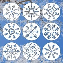 9pcs Snowflake Embroidery Stencils, 3x3 Inch Painting Templates, Suitable For Canvas Art, Fabric Crafts, Clothing, Coasters, Painting, Wood And Glass - A - View 2