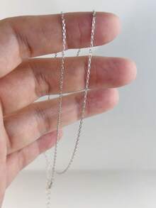 Dây chuyền bạc Sterling 925 mảnh cho nữ, chuỗi xích vân chéo tối giản dễ phối đồ, dây chuyền xương quai xanh đa năng để phối lớp, phụ kiện đi làm hàng ngày - Bạc - Xem 5