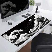 1pc Extra Large Japanese Black Wave Gaming Mouse Pad - Ergonomic Design, Non-Slip Rubber Base, Artistic Japanese Landscape Pattern, Suitable For Computer And Tablet, Durable, Smooth Surface, Computer Mouse Pad | Artistic Mouse Pad | Durable Mouse Pad, Large Mouse Pad - Multi-color - View 10