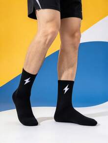1/5/10/20 Pairs Men's Mid-Calf Socks, Simple Comfortable Compression Socks, Sports Anti-Slip Shock-Absorbing - Multicolor - View 2