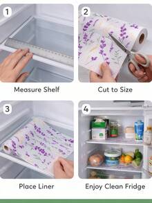4pcs Refrigerator Mat/Cabinet Shelf Liner (Violet Pattern), Moisture-Proof, Anti-Slip, Washable, EVA Material, Suitable For Refrigerator And Kitchen Decor, Refrigerator Liner, Drawer Mat, Shoe Cabinet Mat, Cabinet Mat, Fruit And Vegetable Freshness Mat, Kitchen Accessories/Kitchen Supplies/Home Decor - Lavender Pattern - View 10