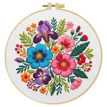 مجموعة تطريز 15x15 سم/5.9 بوصة أو 20x20 سم/7.9 بوصة مجموعة DIY مع نمط زهري. للمبتدئين البالغين. تشمل القماش والتعليمات والإطار والإبر والخيوط. هدية رائعة للأصدقاء/العائلة. ديكور فني للمنزل أو المكتب. - زهري - مشاهدة 19